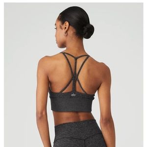 Alo Yoga Lavish Bra - two tone gray size small with cross back detailing